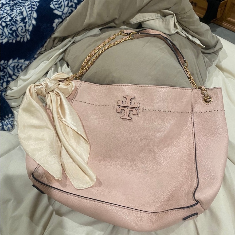 Tory Burch Blush Pink Shoulder Bag with Gold Chain